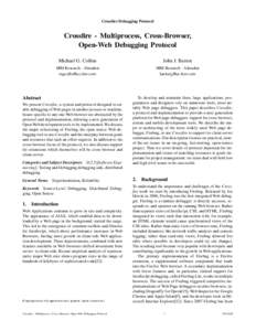 Crossfire Debugging Protocol  Crossfire - Multiprocess, Cross-Browser, Open-Web Debugging Protocol Michael G. Collins