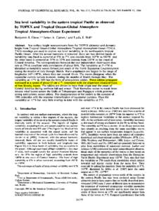 Sea level variability in the eastern tropical Pacific as observed by TOPEX and Tropical Ocean-Global Atmosphere Tropical Atmosphere-Ocean Experiment