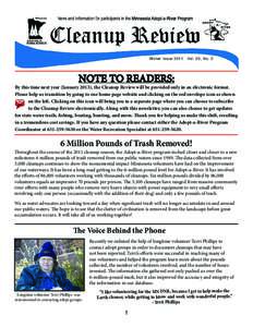 Minnesota Department of Natural Resources Adopt-a-River Cleanup Review Winter Issue 2011 Volume 20 Number 2