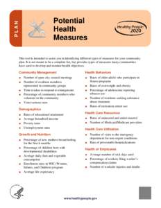 Healthy People 2020 Tool 3.2 (Plan): Potential Health Measures