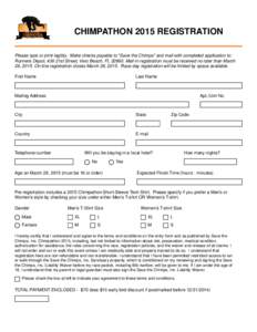 CHIMPATHON 2015 REGISTRATION Please type or print legibly. Make checks payable to 