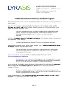 Disaster preparedness / Humanitarian aid / Occupational safety and health / Preservation / Disaster recovery / Business continuity planning / Business continuity / Peter Waters / Conservation Center for Art and Historic Artifacts / Management / Public safety / Emergency management