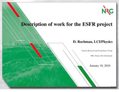 Description of work for the ESFR project  D. Rochman, LCI/Physics Nuclear Research and Consultancy Group, NRG, Petten, The Netherlands