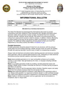 STATE OF NEW HAMPSHIRE DEPARTMENT OF SAFETY John J. Barthelmes, Commissioner Division of Fire Safety OFFICE OF THE STATE FIRE MARSHAL J. William Degnan, State Fire Marshal