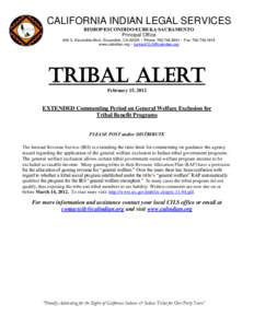 CALIFORNIA INDIAN LEGAL SERVICES BISHOP·ESCONDIDO·EUREKA·SACRAMENTO Principal Office 609 S. Escondido Blvd., Escondido, CA 92025 ~ Phone: [removed] ~ Fax: [removed]www.calindian.org ~ [removed]