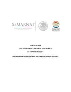 CONVOCATORIA LICITACIÓN PÚBLICA NACIONAL ELECTRÓNICA LA-016F00001-N38-2014 ADQUISICION Y COLOCACIÓN DE SISTEMAS DE CELDAS SOLARES  CONVOCATORIA