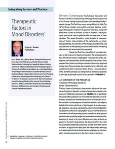 Integrating Science and Practice  Therapeutic Factors in Mood Disorders* Dr. Larry E. Beutler,