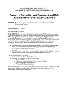 Pennsylvania Natural Heritage Program / Conservation biology / Environmental law