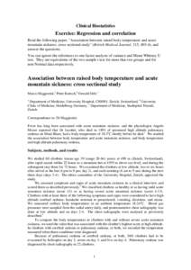 Clinical Biostatistics  Exercise: Regression and correlation Read the following paper, 