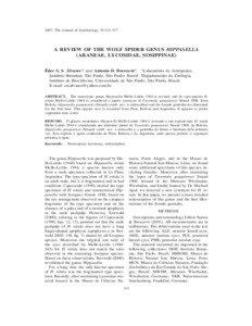 2007. The Journal of Arachnology 35:313–317  A REVIEW OF THE WOLF SPIDER GENUS HIPPASELLA