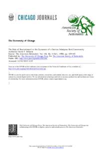 The University of Chicago  The Role of Recruitment in the Dynamics of a Sierran Subalpine Bird Community Author(s): David F. DeSante Source: The American Naturalist, Vol. 136, No. 4 (Oct., 1990), ppPublished by