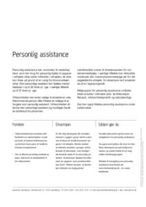 Personlig assistance Personlig assistance kan anvendes til medarbejdere, som har brug for personlig hjælp til opgaver i arbejdet (ikke selve indholdet i arbejdet), de ikke kan klare på grund af en varig funktionsnedsæ