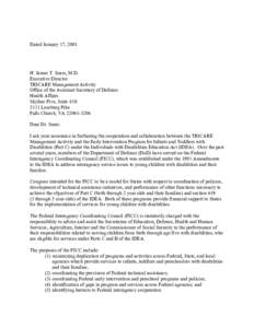 Dated January 17, 2001  H. James T. Sears, M.D. Executive Director TRICARE Management Activity Office of the Assistant Secretary of Defense