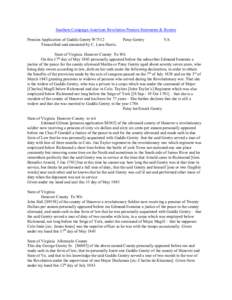 Southern Campaign American Revolution Pension Statements & Rosters Pension Application of Gaddis Gentry W7512 Transcribed and annotated by C. Leon Harris. Patsy Gentry