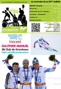 www.handisport-franchecomte.org P. 2 GEANT Vincent … Retour Sur …