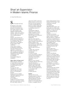 Shari`ah Supervision in Modern Islamic Finance by Yusuf Talal DeLorenzo S