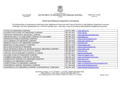 STATE OF MICHIGAN  RICK SNYDER DEPARTMENT OF INSURANCE AND FINANCIAL SERVICES