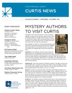 CURTIS MEMORIAL LIBRARY  CURTIS NEWS VOLUME 22 NUMBER 4 · SEPTEMBER — OCTOBER, 2011  EVENT HIGHLIGHTS