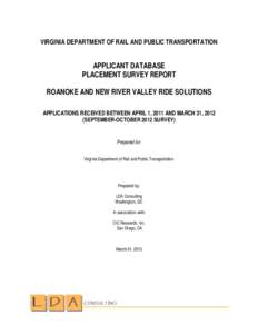 Transport / Employment / Vanpool / Roanoke /  Virginia / Shenandoah Valley / Roanoke River / RideShare Delaware / Virginia / Geography of the United States / Sustainable transport