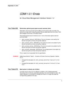 September 15, 2011  CDMI[removed]Errata for Cloud Data Management Interface Version 1.0  Trac Ticket #39