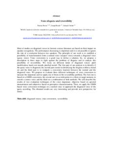 Abstract  Voice disguise and reversibility Patrick Perrot (1)(2), Joseph Razik (2) , Gérard Chollet (2) 1