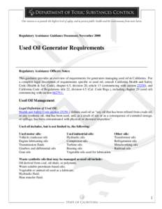 Used Oil Generator Requirements