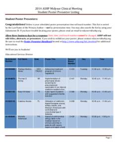 Microsoft Word - Updated MCM14 Student Poster Presenter Listing by PA Last Name.docx