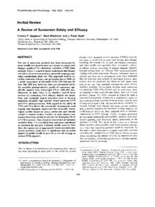 Photochemistry and Photobiology, 1998, 68(3): Invited Review A Review of Sunscreen Safety and Efficacy Francis P. Gasparro*l, Mark Mitchnick* and J. Frank Nash3 Department of Dermatology & Cutaneous Biology, Tho