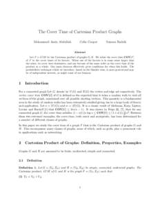 The Cover Time of Cartesian Product Graphs Mohammed Amin Abdullah Colin Cooper  Tomasz Radzik