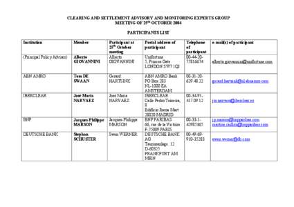 CESAME Group - Participants List