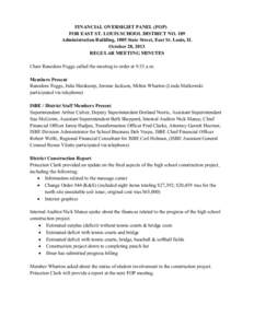 East St. Louis School District 189 Financial Oversight Panel Meeting Minutes - October 28, 2013