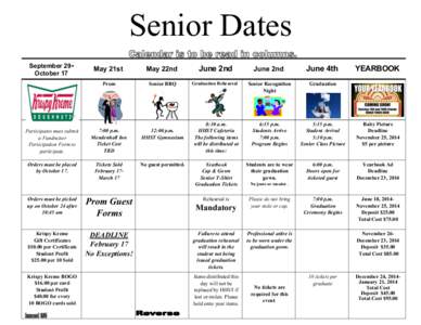 Senior Dates September 29October 17 May 21st  May 22nd