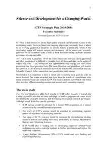 International Centre for Theoretical Physics / International School for Advanced Studies / University of Trieste / International Centre for Genetic Engineering and Biotechnology / National Centre for Physics / Asian African Association for Plasma Training / Trieste / Science / Physics