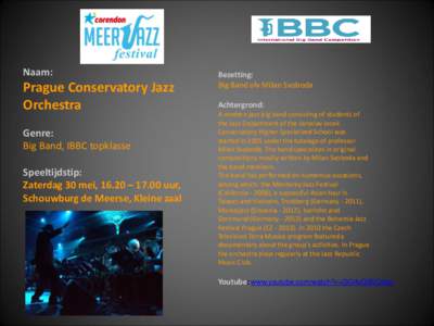Naam:  Prague Conservatory Jazz Orchestra Genre: Big Band, IBBC topklasse