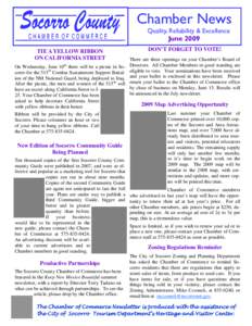 Chamber News Quality, Reliability & Excellence June 2009 TIE A YELLOW RIBBON ON CALIFORNIA STREET