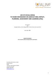 USE OF SOCIAL MEDIA TO SHARE KNOWLEDGE ON AGRICULTURAL IMPACT, PLANNING, ASSESSMENT AND LEARNING (IPAL) Carl Jackson with