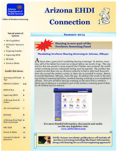 Arizona EHDI Connection Office of Newborn Screening  Special points of