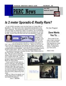 PIONEER AMATEUR RADIO CLUB  - FREMONT, NE June, 2010  PARC News