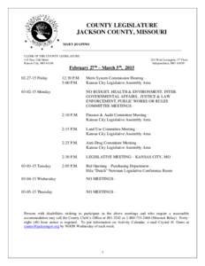 COUNTY LEGISLATURE JACKSON COUNTY, MISSOURI MARY JO SPINO CLERK OF THE COUNTY LEGISLATURE 415 East 12th Street