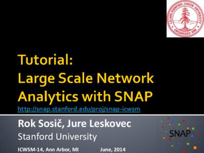 http://snap.stanford.edu/proj/snap-icwsm  Rok Sosič, Jure Leskovec Stanford University ICWSM-14, Ann Arbor, MI