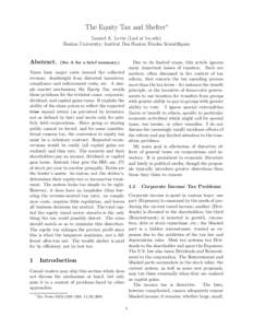 The Equity Tax and Shelter∗ Leonid A. Levin (Lnd at bu.edu) Boston University; Institut Des Hautes Etudes Scientifiques Abstract.