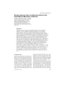 Basin Research[removed], 59–73  Steady, balanced rates of uplift and erosion of the Santa Monica Mountains, California A. Meigs,* N. Brozovic† and M. L. Johnson‡ *Division of Geological and Planetary Sciences, Cal