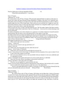 Southern Campaign American Revolution Pension Statements & Rosters Pension Application of George Drumheller R3095 Transcribed and annotated by C. Leon Harris. VA