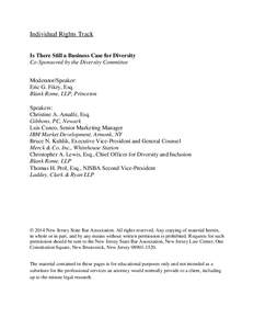 Individual Rights Track Is There Still a Business Case for Diversity Co-Sponsored by the Diversity Committee Moderator/Speaker: Eric G. Fikry, Esq. Blank Rome, LLP, Princeton