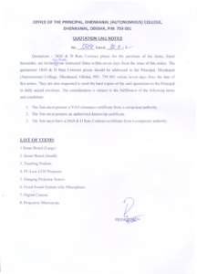 OFFICE OF THE PRINCIPAL, DHENKANAL (AUTONOMOUS)  COLLEGE, DHENKANAL, ODISHA, PIN: [removed]UOT A TION CALL NOTICE