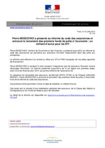 P IERRE MOSCOVICI MINISTRE DE L’ECONOMIE ET DES F INANCES Communi qué de presse  Communi qué de presse