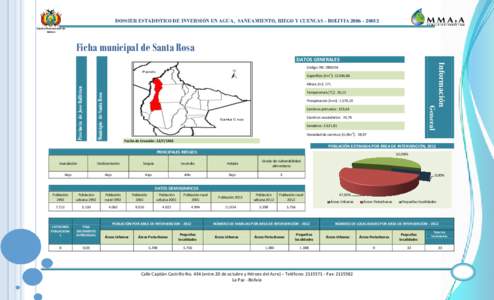 DOSSIER ESTADISTICO DE INVERSIÓN EN AGUA, SANEAMIENTO, RIEGO Y CUENCAS - BOLIVIAEstado Plurinacional de Bolivia A  Ficha municipal de Santa Rosa