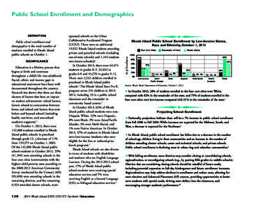 Public School Enrollment and Demographics  Public school enrollment and demographics is the total number of students enrolled in Rhode Island public schools on October 1.