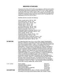 MODIFIED STARCHES Prepared at the 57th JECFA[removed]and published in FNP 52 Add[removed]superseding specifications prepared at the 35th JECFA (1989), published