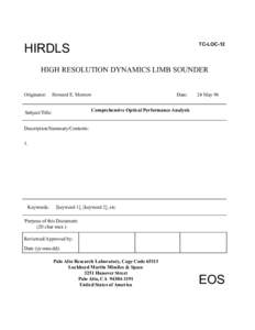 TC-LOC-12  HIRDLS HIGH RESOLUTION DYNAMICS LIMB SOUNDER Originator: